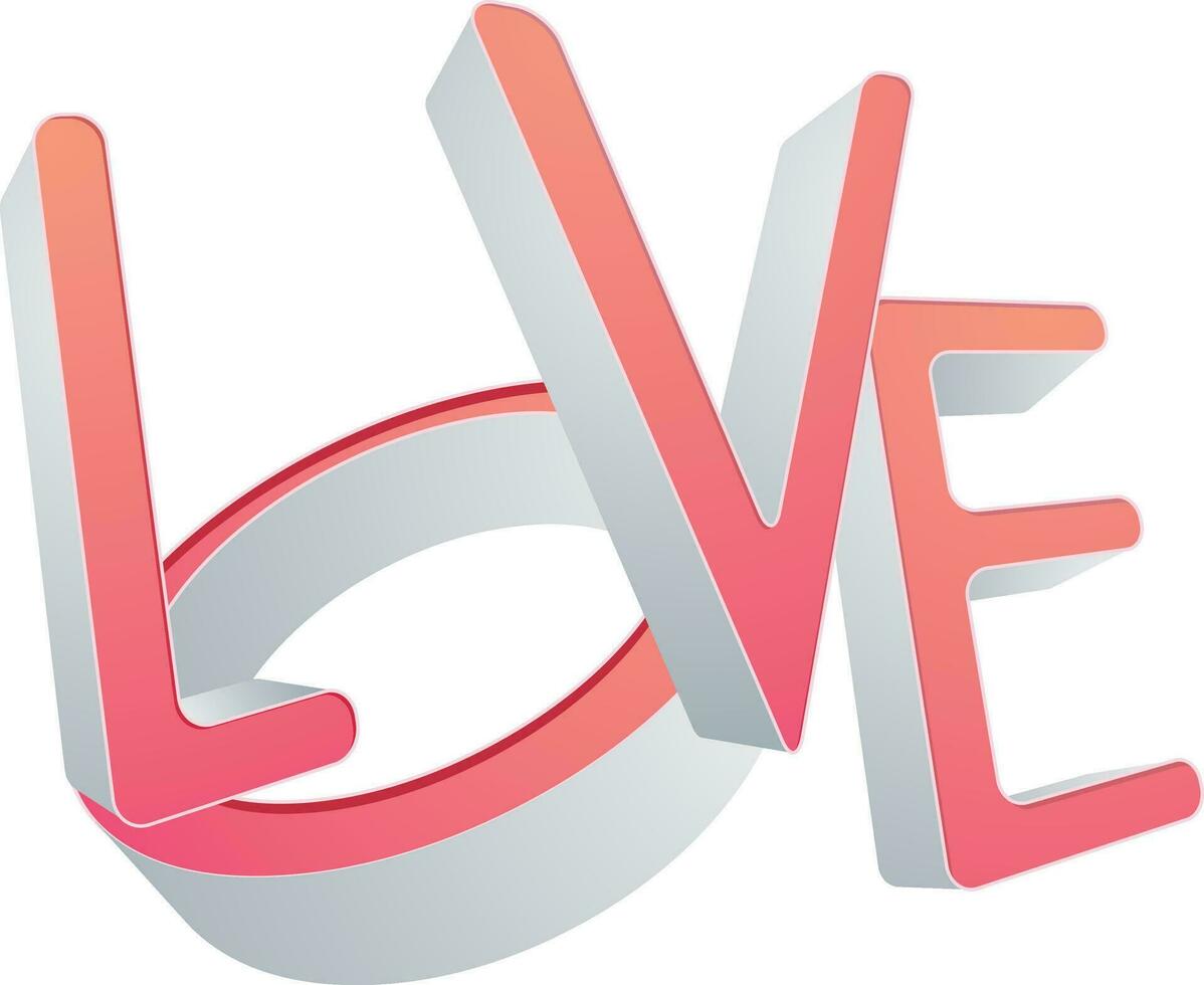 Beautiful creative 3d text love. vector