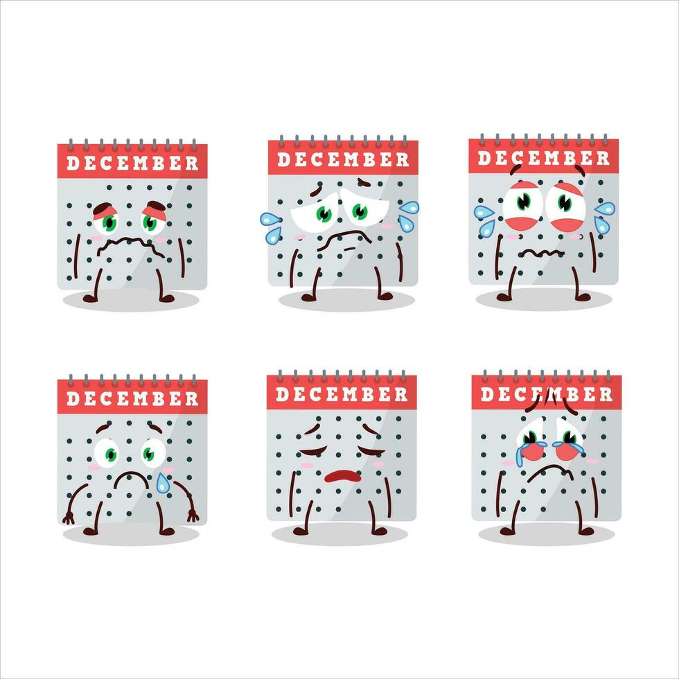 December calendar cartoon character with sad expression vector