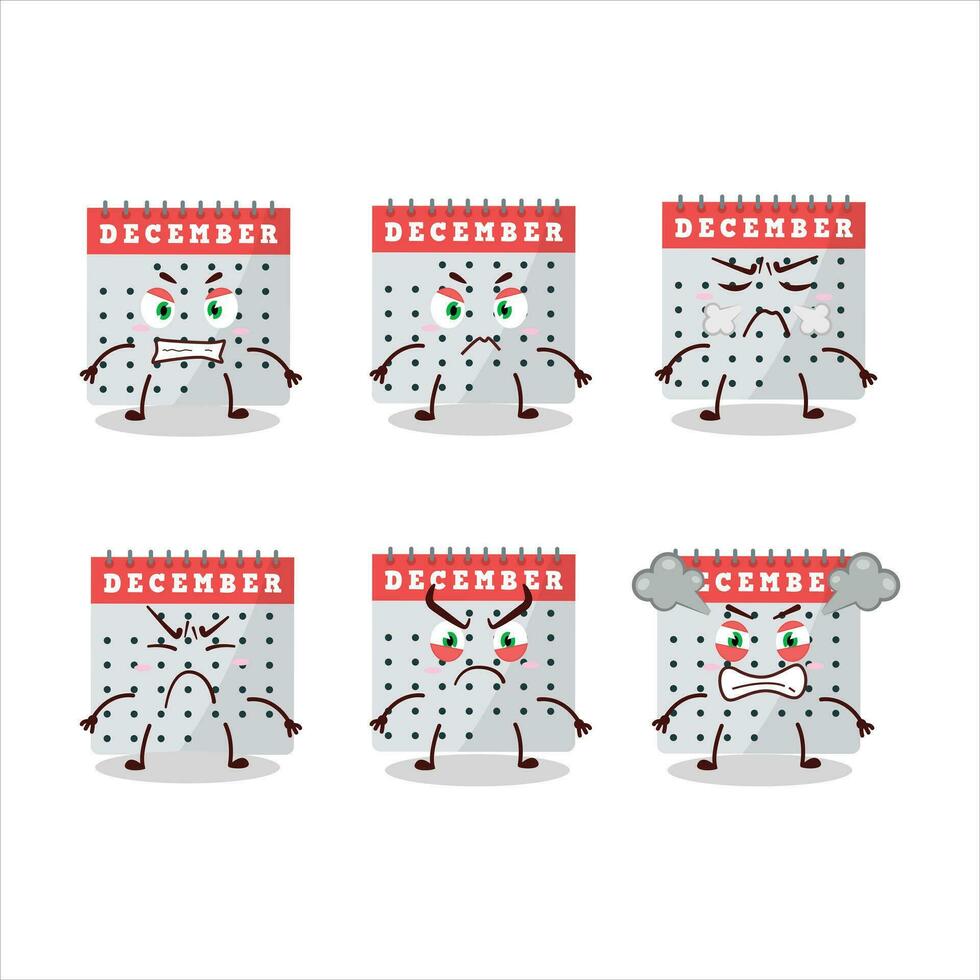 December calendar cartoon character with various angry expressions vector