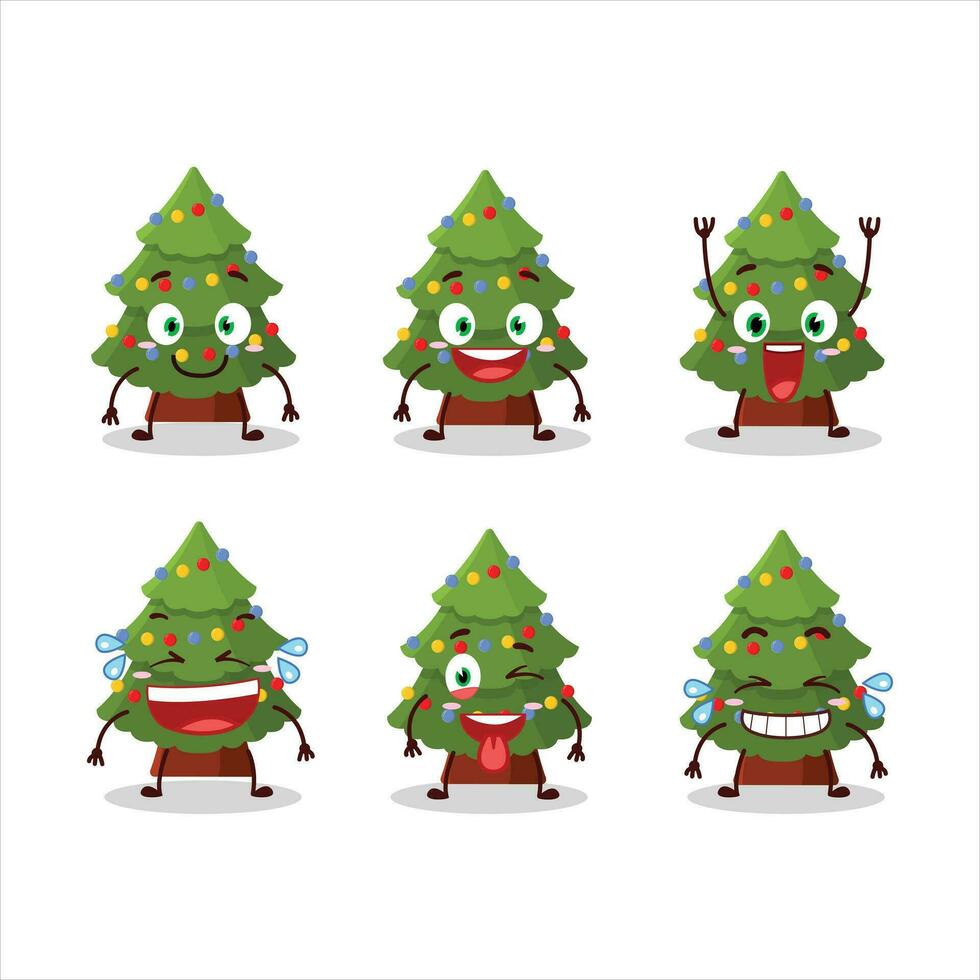 Cartoon character of green christmas tree with smile expression vector