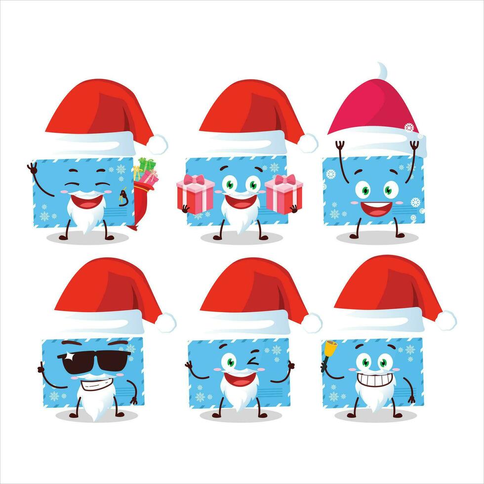 Santa Claus emoticons with blue christmas envelopes cartoon character vector