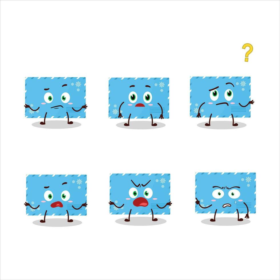 Cartoon character of blue christmas envelopes with what expression vector