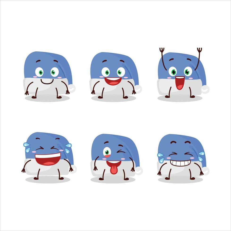 dibujos animados personaje de azul Papa Noel sombrero con sonrisa expresión vector