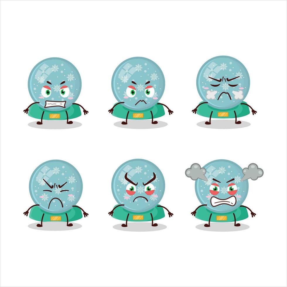 Snowball with snowfall cartoon character with various angry expressions vector
