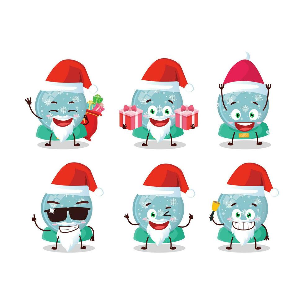 Papa Noel claus emoticones con bola de nieve con nevada dibujos animados personaje vector