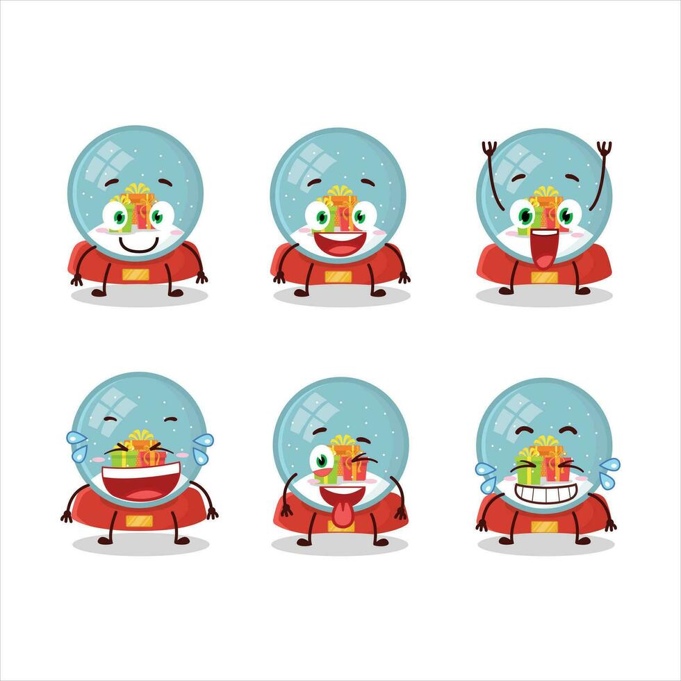 Cartoon character of snowball with gift with smile expression vector