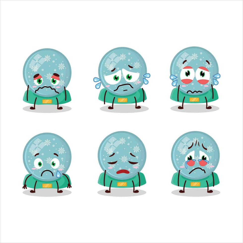 Snowball with snowfall cartoon character with sad expression vector