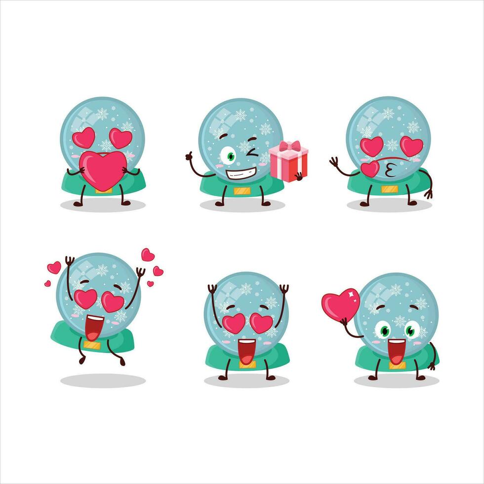 Snowball with snowfall cartoon character with love cute emoticon vector