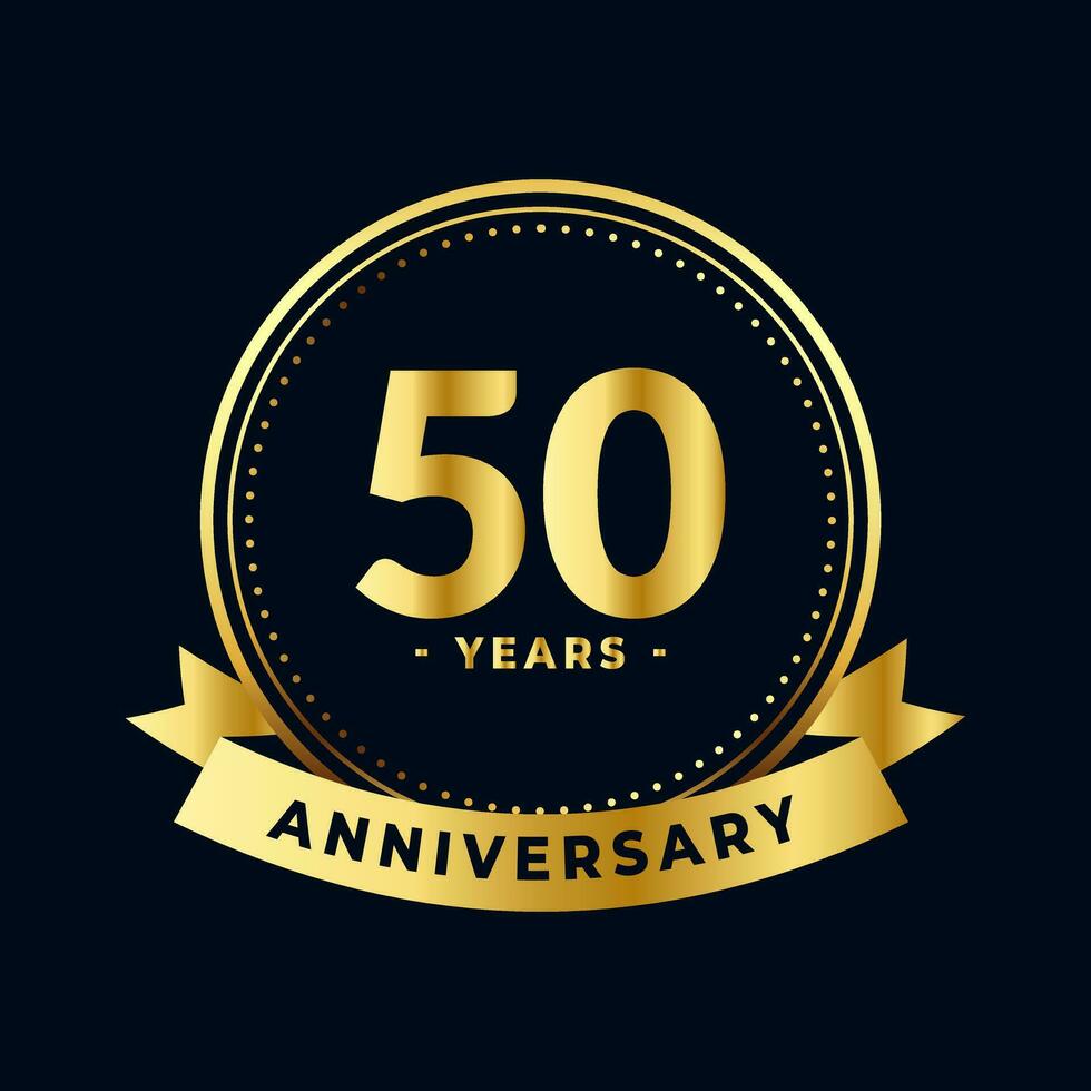 Fifty Years Anniversary Celebration Gold and Black Isolated Vector