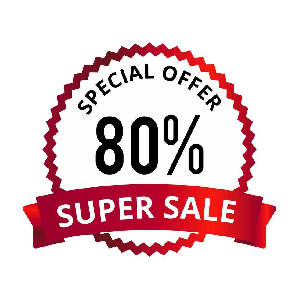 Eighty Percent Discount Price Tag. Special Offer Super Sale Emblem Isolated Vector