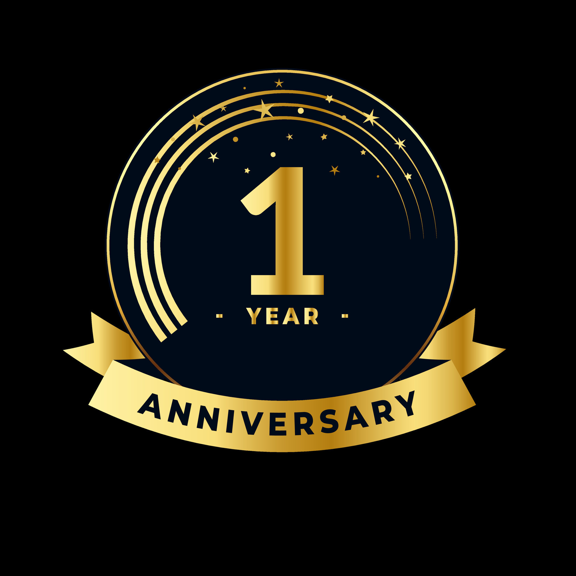 First Year Anniversary Gold and Black Design Isolated Vector 25064740 ...