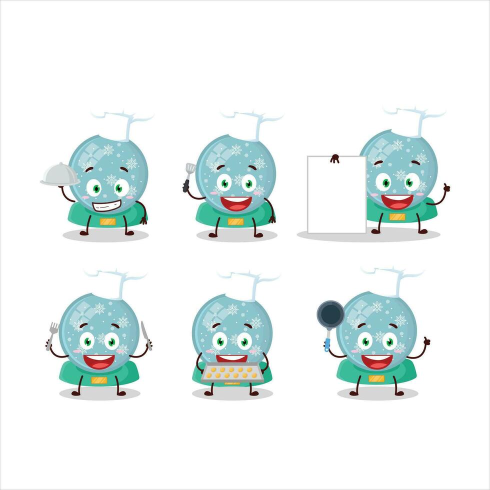 Cartoon character of snowball with snowfall with various chef emoticons vector