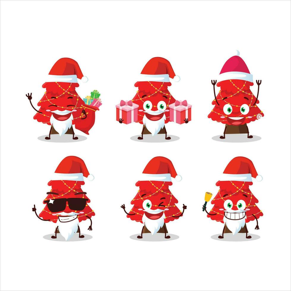 Santa Claus emoticons with red christmas tree cartoon character vector