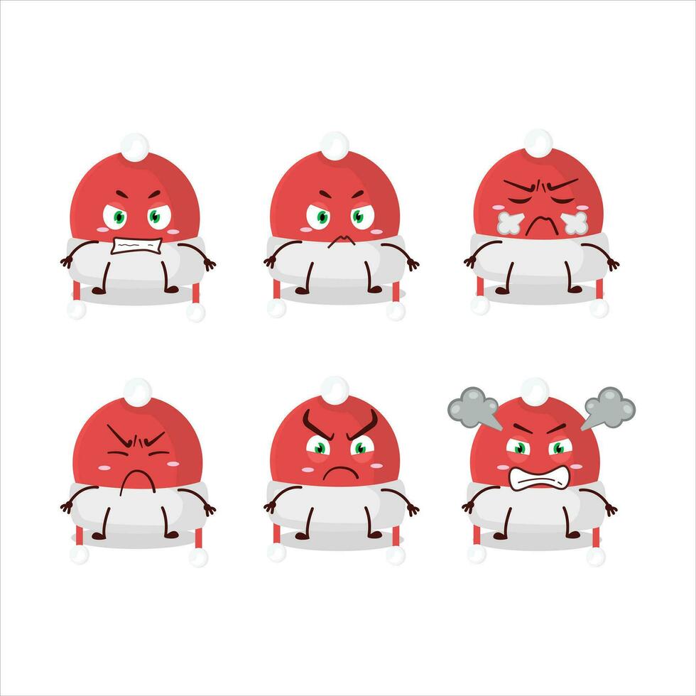 Christmas hat cartoon character with various angry expressions vector