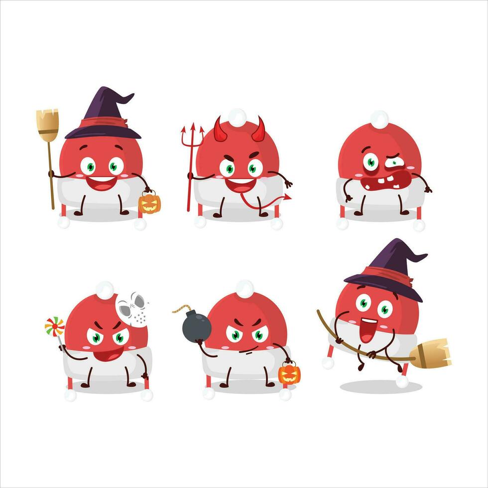 Halloween expression emoticons with cartoon character of christmas hat vector