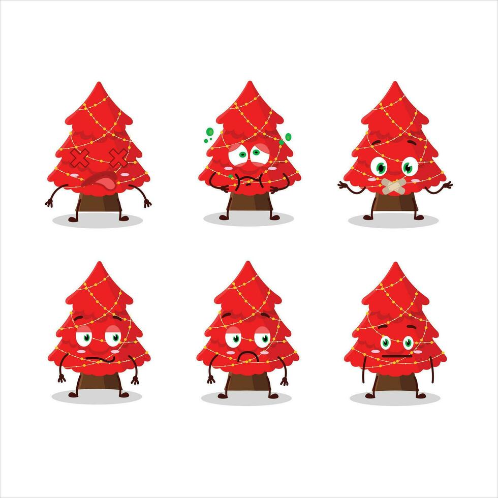 Red christmas tree cartoon character with nope expression vector