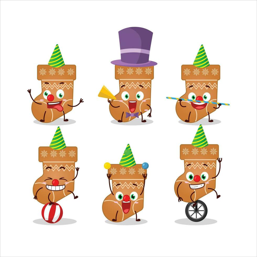 Cartoon character of socks cookie with various circus shows vector