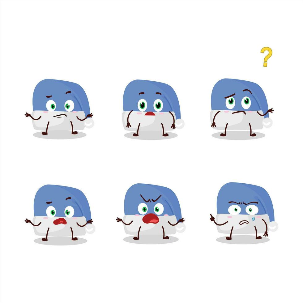 Cartoon character of blue santa hat with what expression vector