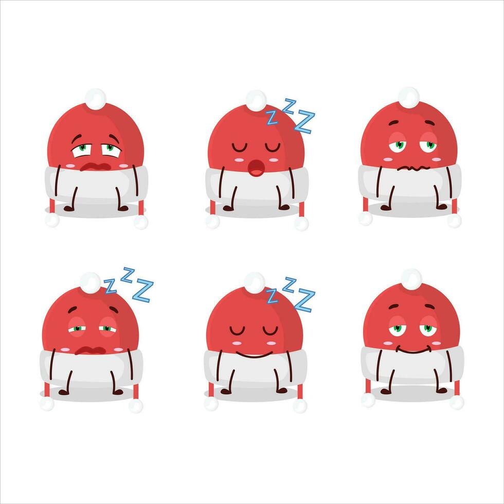 Cartoon character of christmas hat with sleepy expression vector