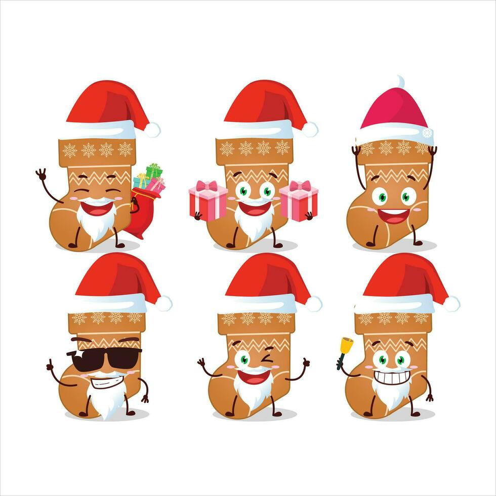 Santa Claus emoticons with socks cookie cartoon character vector