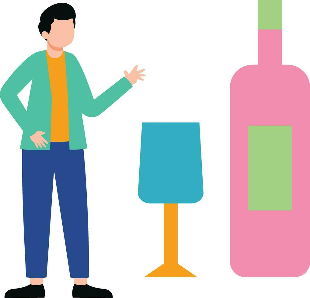 The girl is looking at the drink bottle. vector