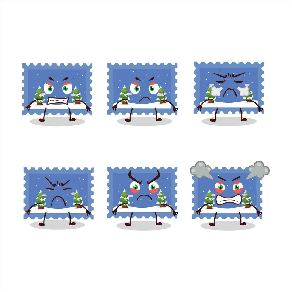 Landscape christmas ticket cartoon character with various angry expressions vector