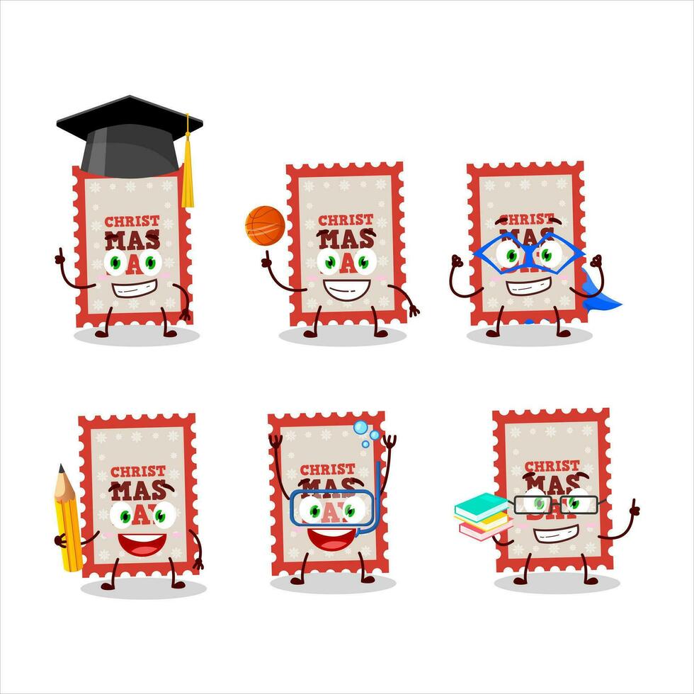 School student of christmas ticket cartoon character with various expressions vector