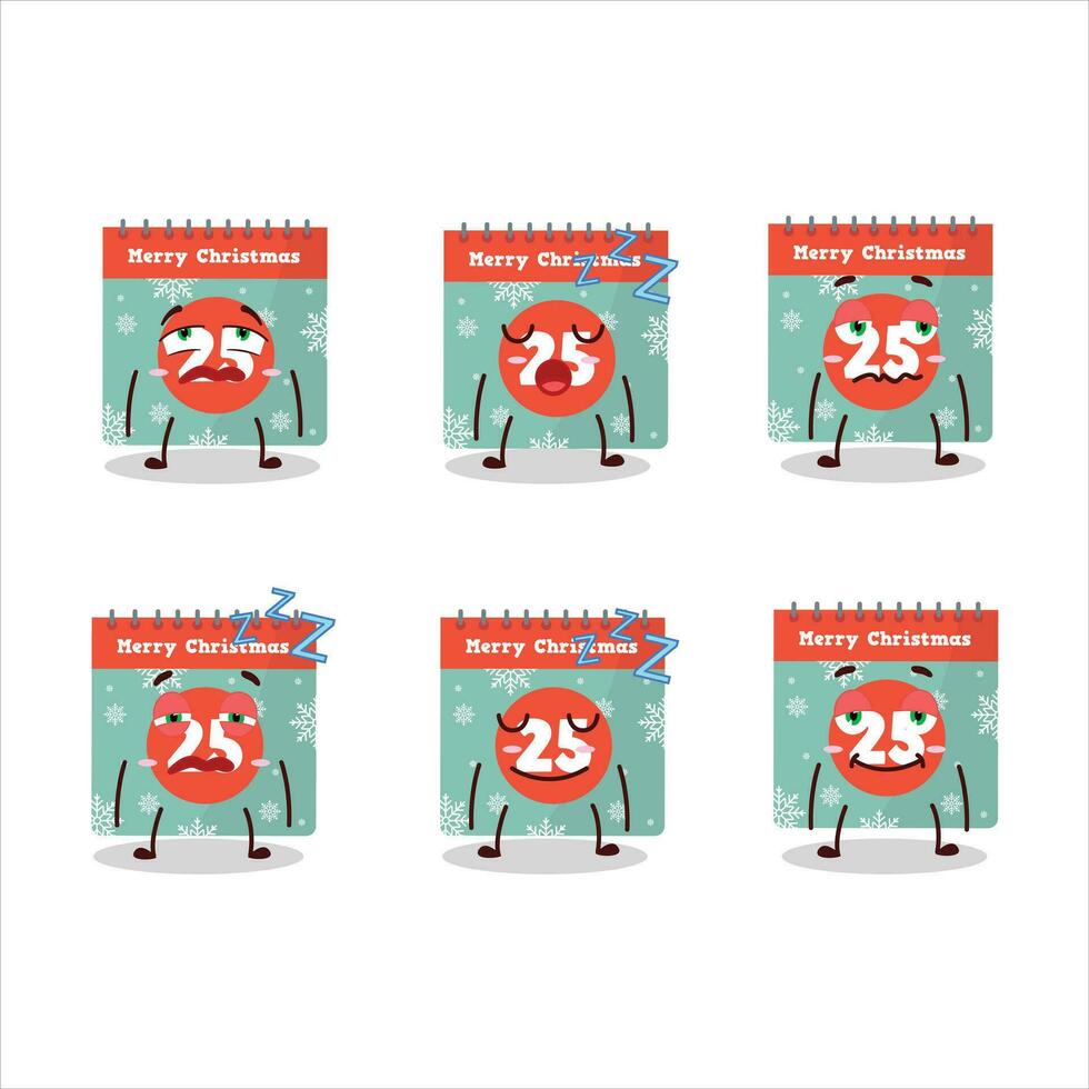 Cartoon character of 25th december calendar with sleepy expression vector