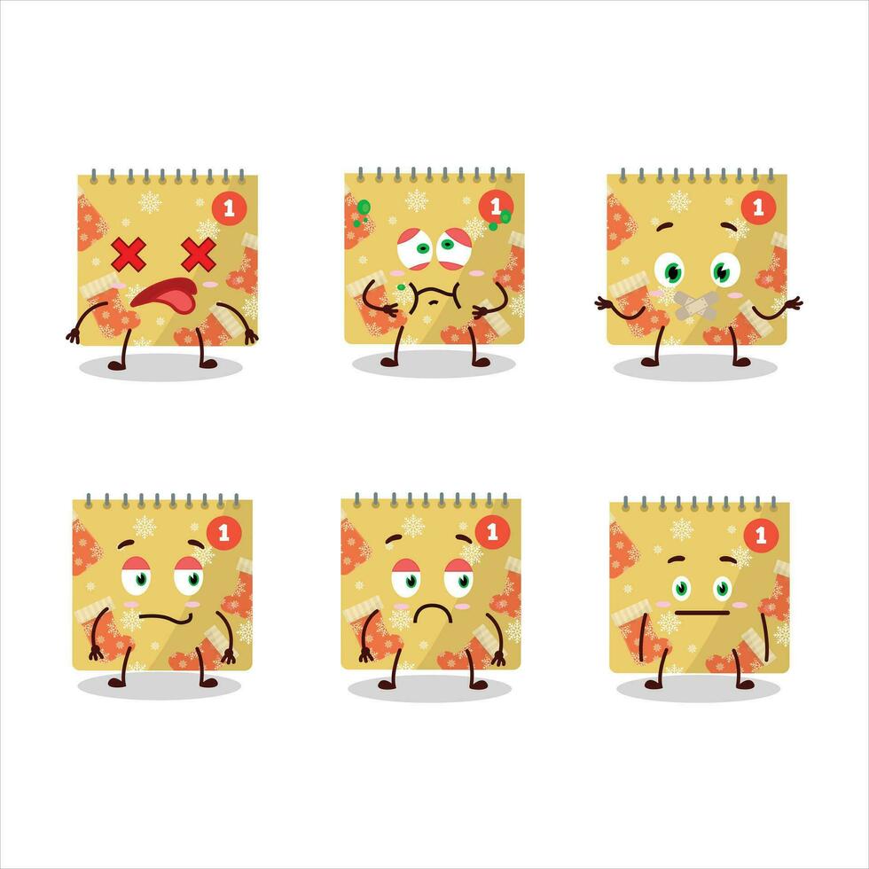 1st december calendar cartoon character with nope expression vector