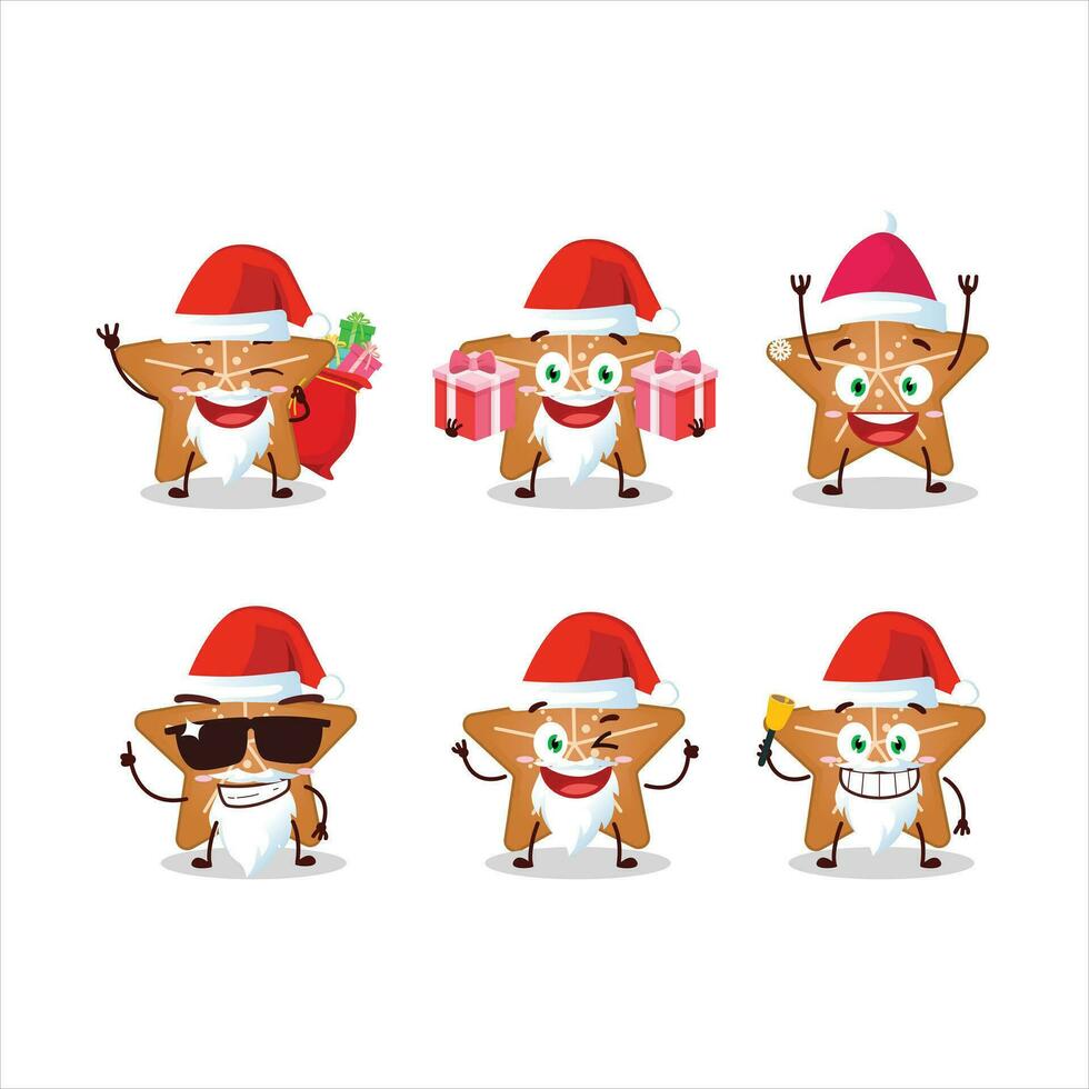 Papa Noel claus emoticones con estrellas Galleta dibujos animados personaje vector