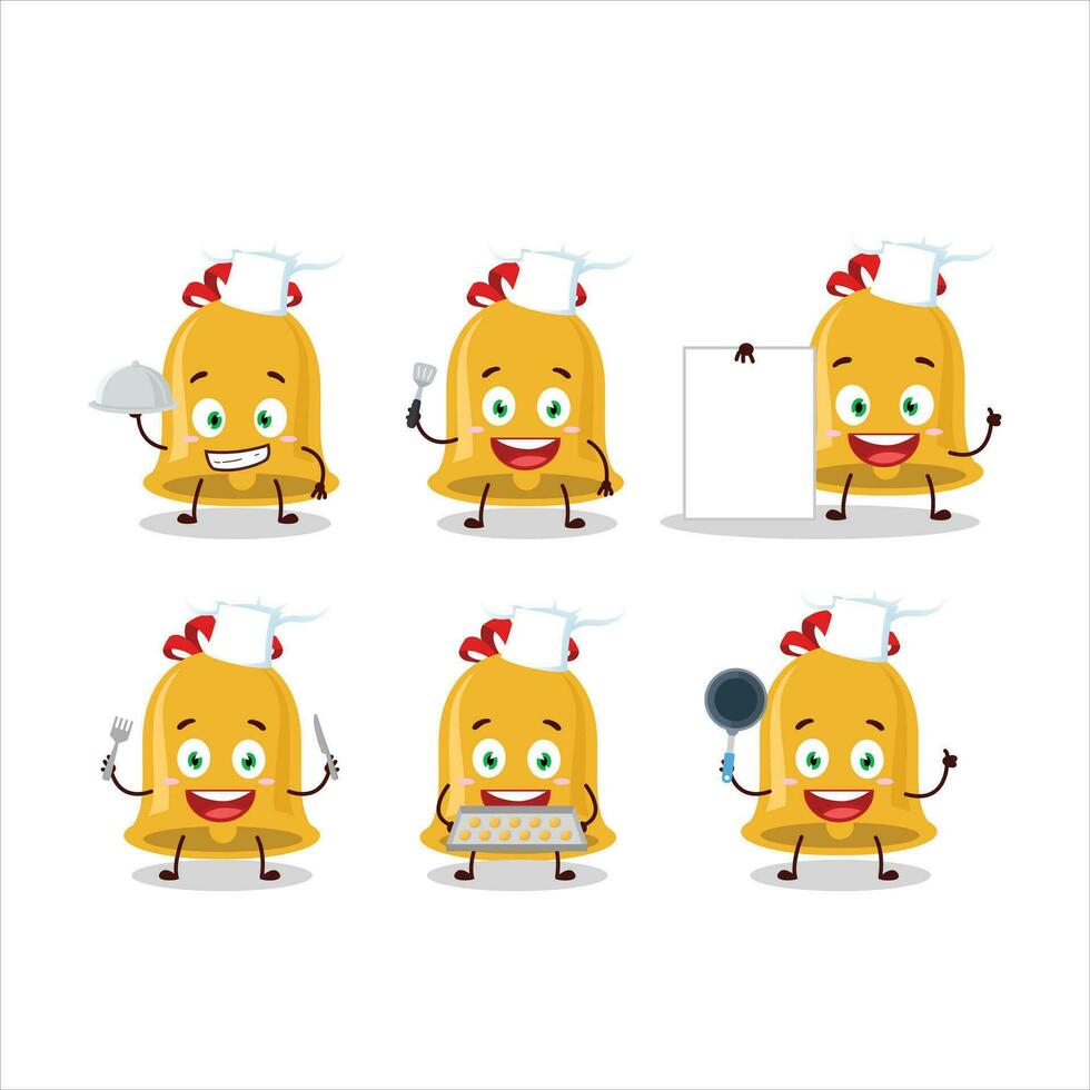 Cartoon character of christmas bell with various chef emoticons vector