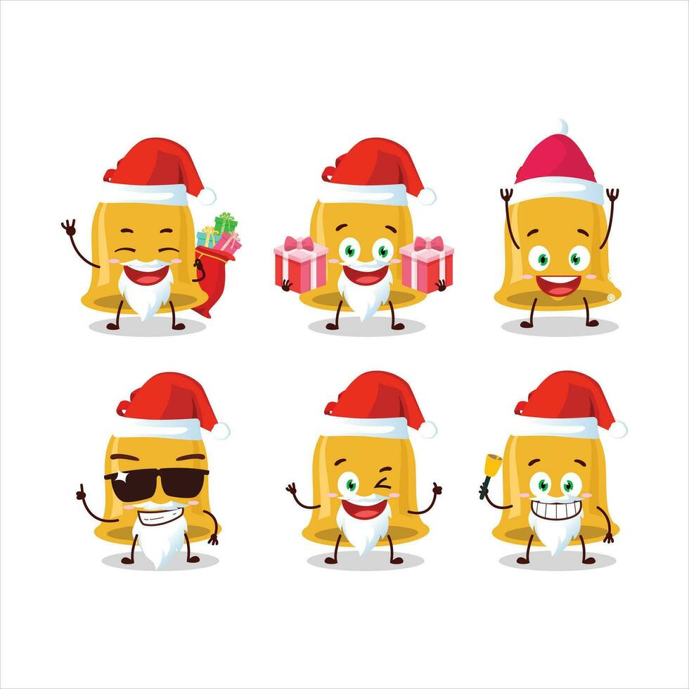 Santa Claus emoticons with christmas bell cartoon character vector