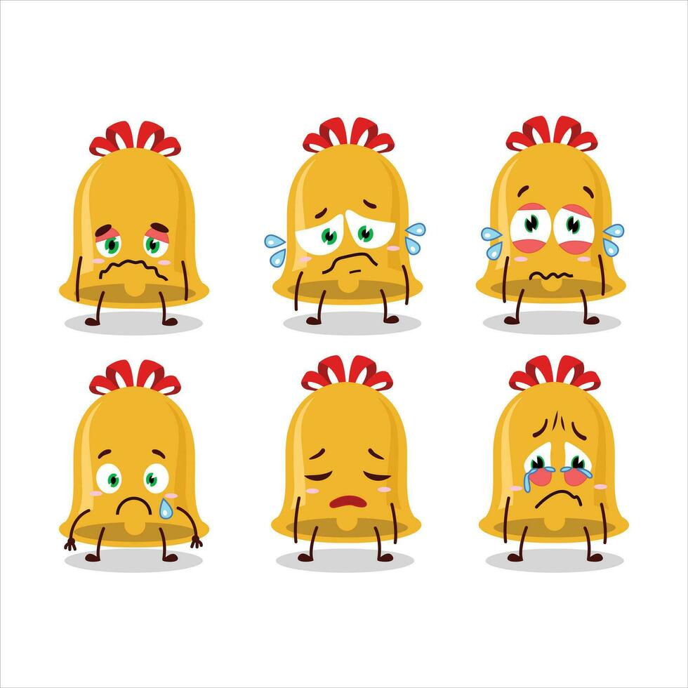 Christmas bell cartoon character with sad expression vector