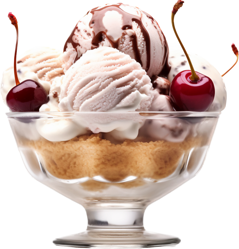 Ice cream sundae png with AI generated