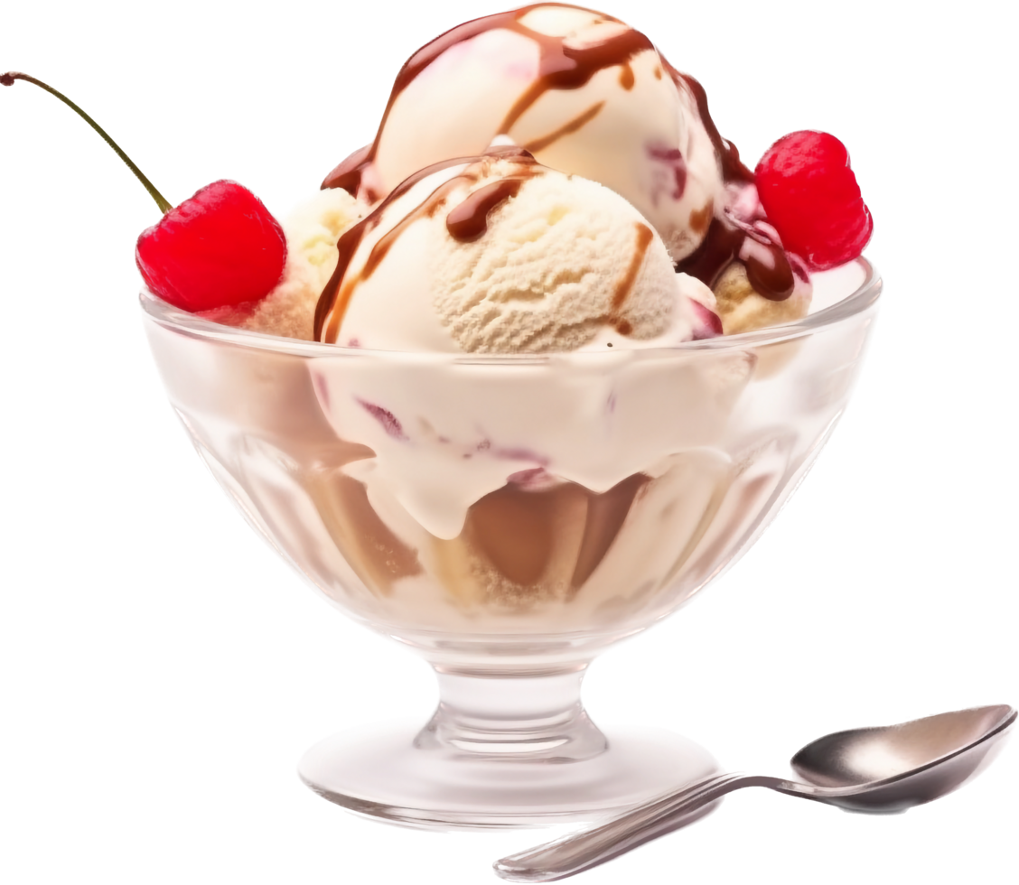 hielo crema helado con frutas y nueces png con ai generado