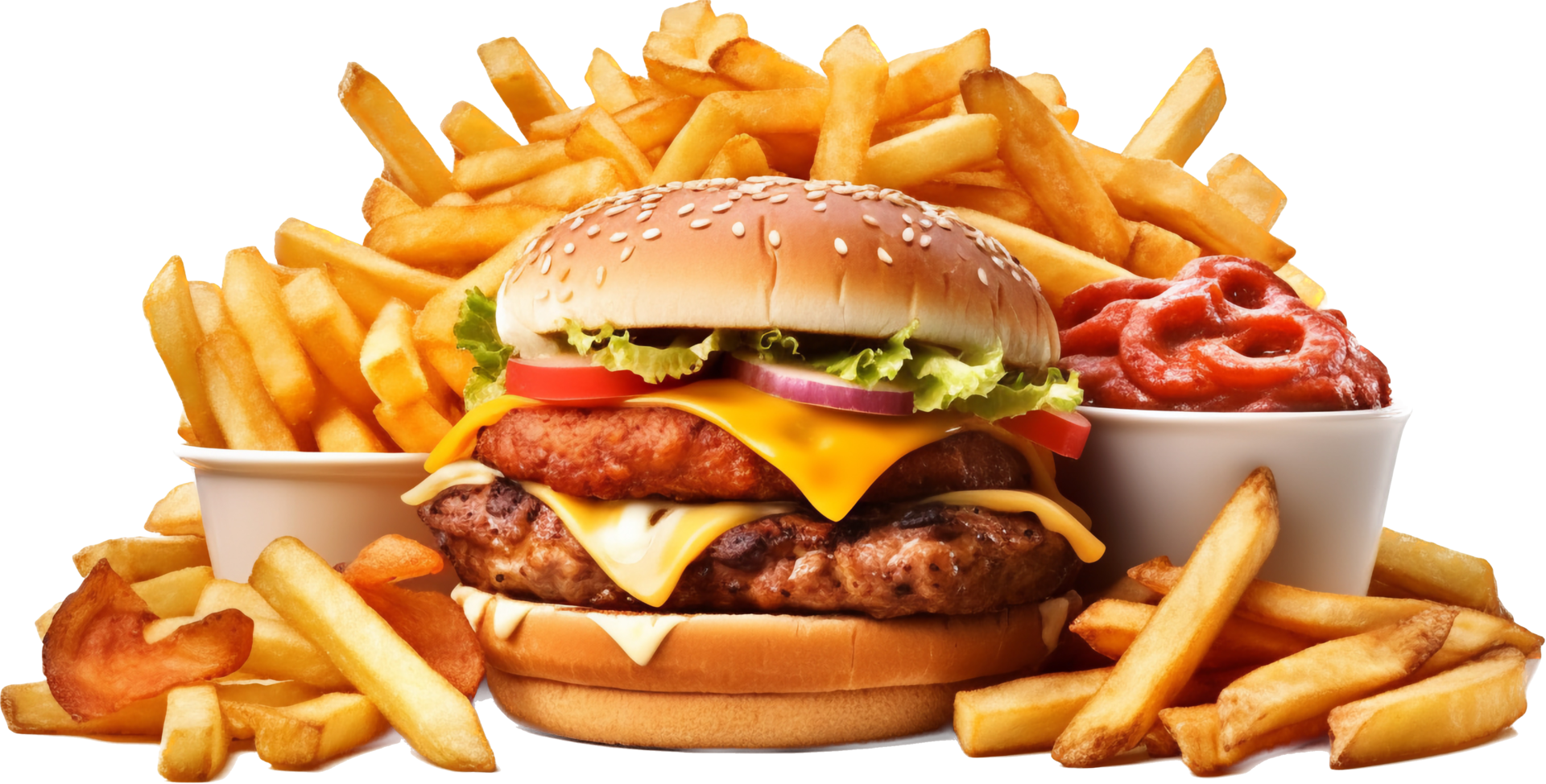 Fast food meal png with AI generated.