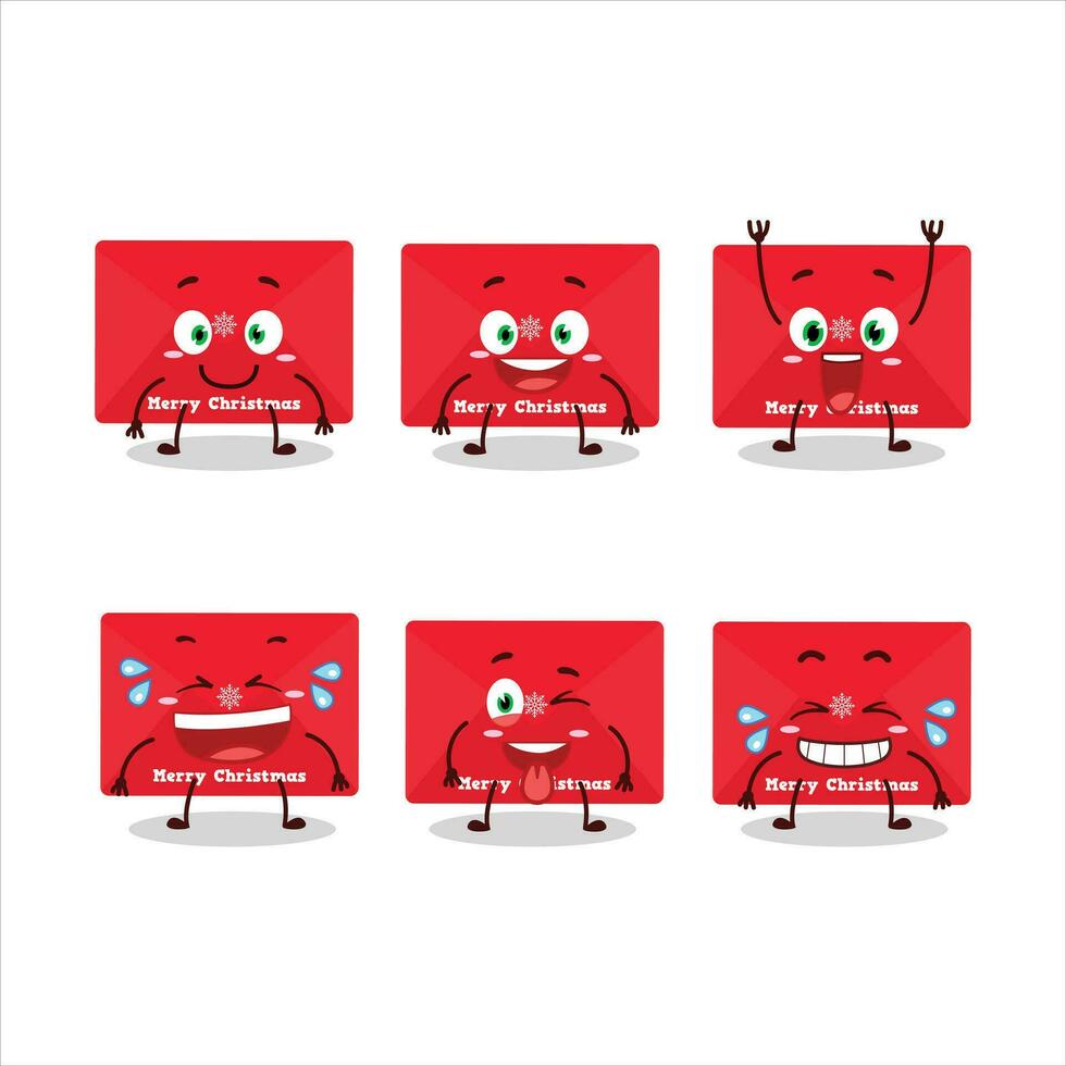 Cartoon character of red christmas envelopes with smile expression vector