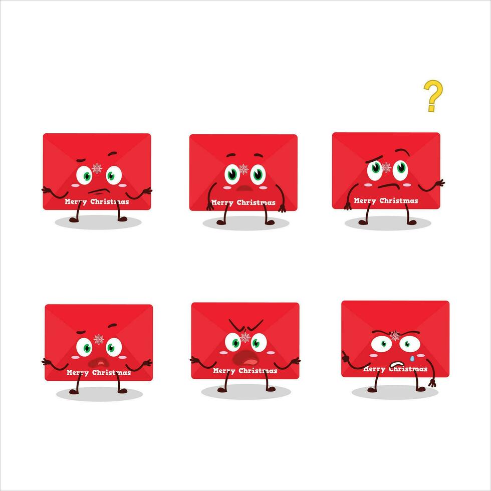 Cartoon character of red christmas envelopes with what expression vector