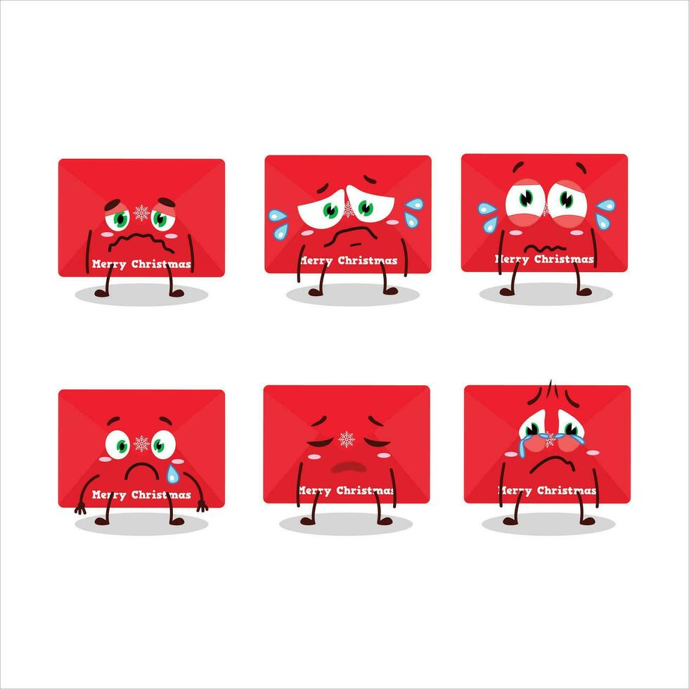 Red christmas envelopes cartoon character with sad expression vector