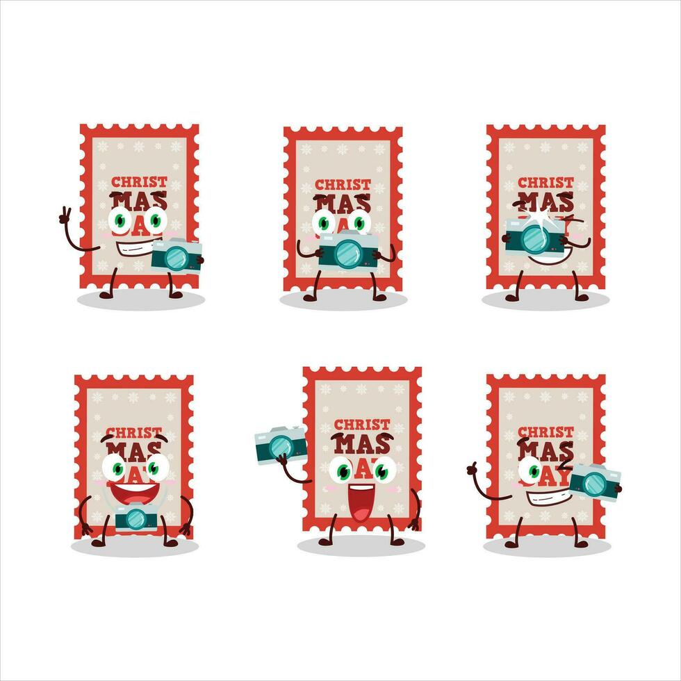 Photographer profession emoticon with christmas ticket cartoon character vector