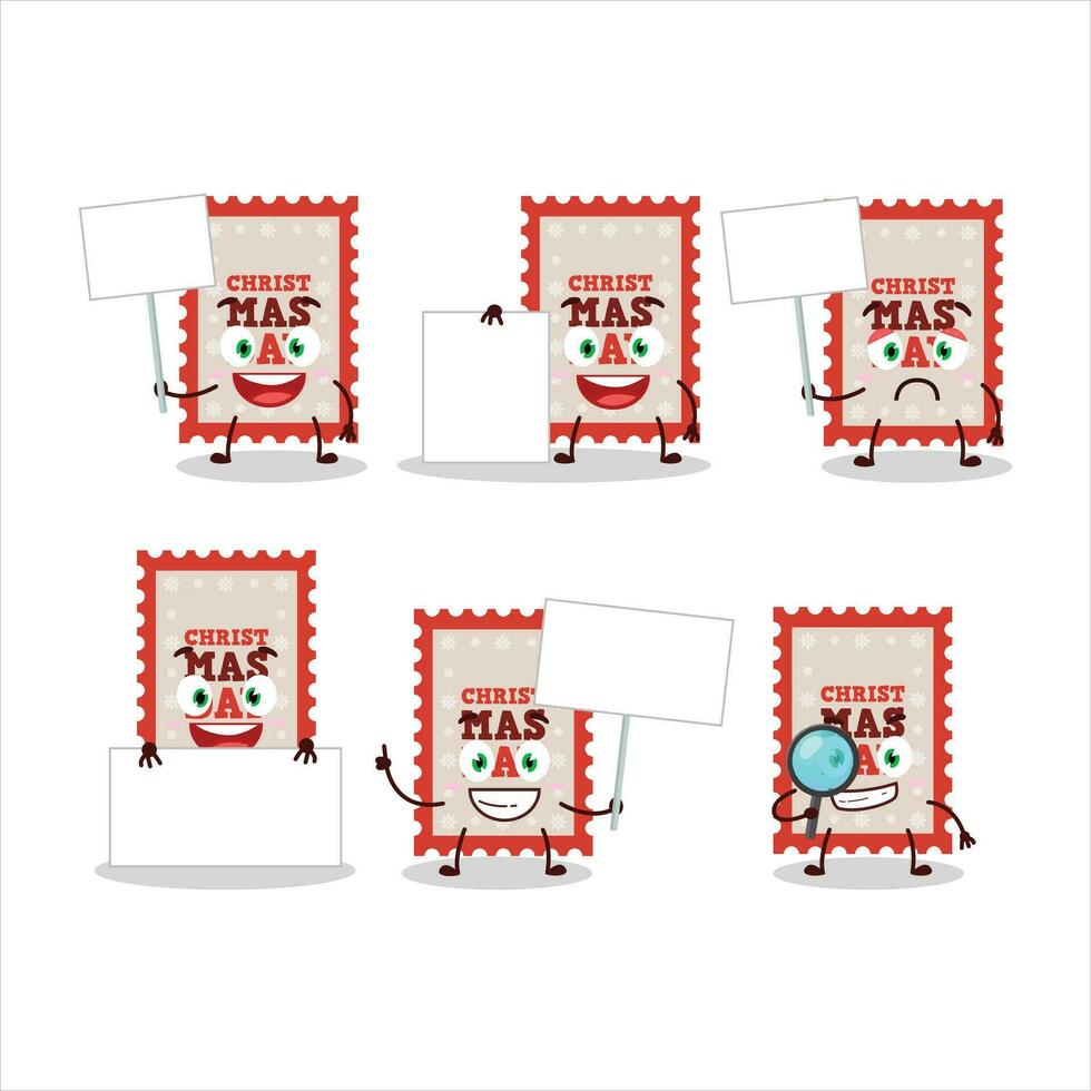 Christmas ticket cartoon character bring information board vector