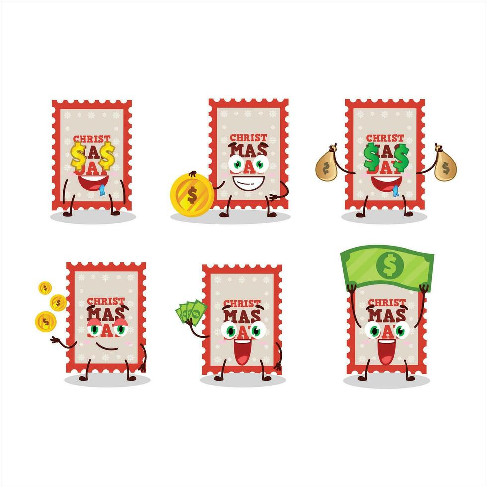 Christmas ticket cartoon character with cute emoticon bring money vector