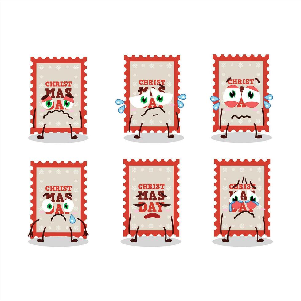 Christmas ticket cartoon character with sad expression vector