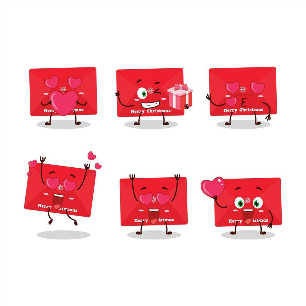 Red christmas envelopes cartoon character with love cute emoticon vector