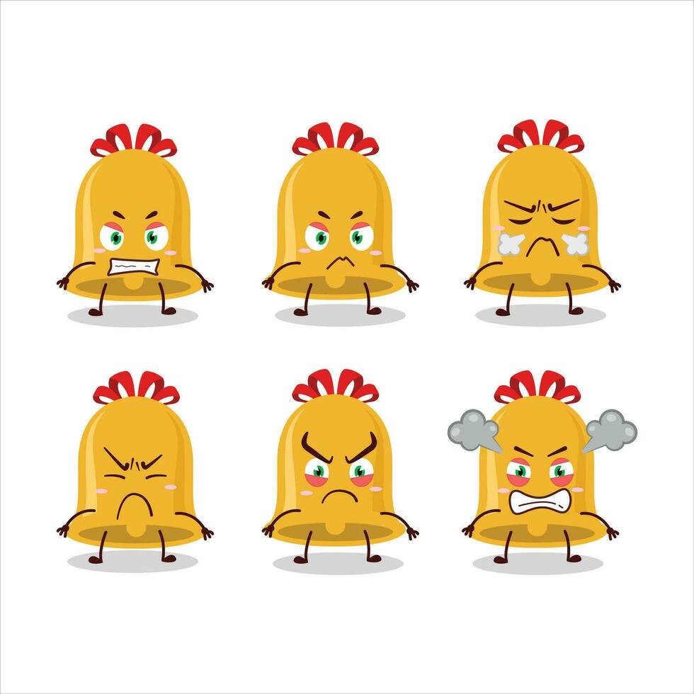 Christmas bell cartoon character with various angry expressions vector