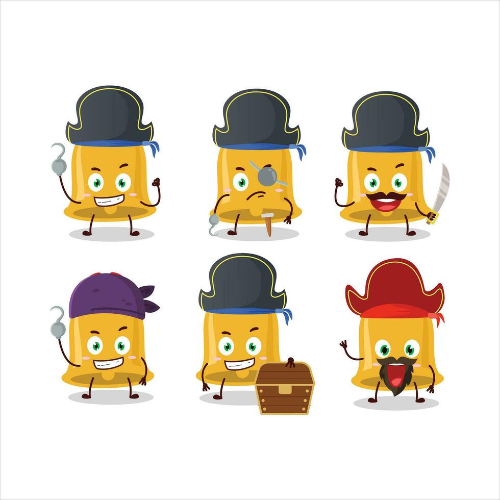 dibujos animados personaje de Navidad campana con varios piratas emoticones vector