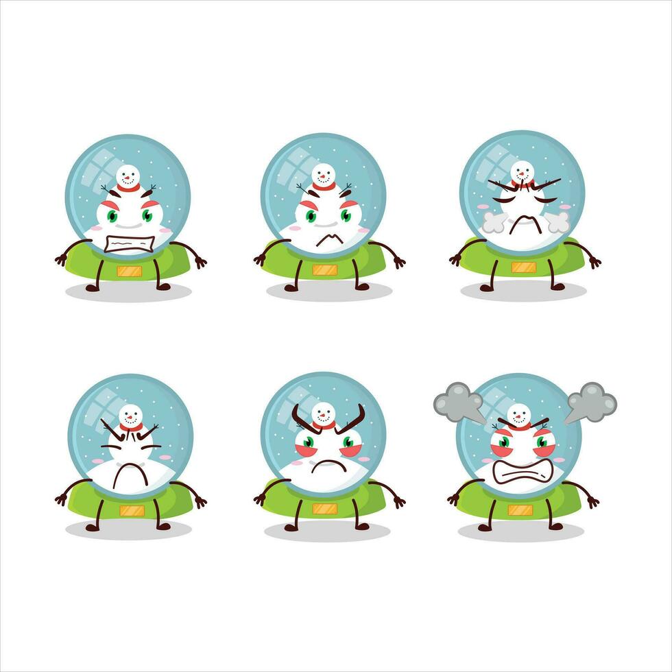 Snowball with snowman cartoon character with various angry expressions vector