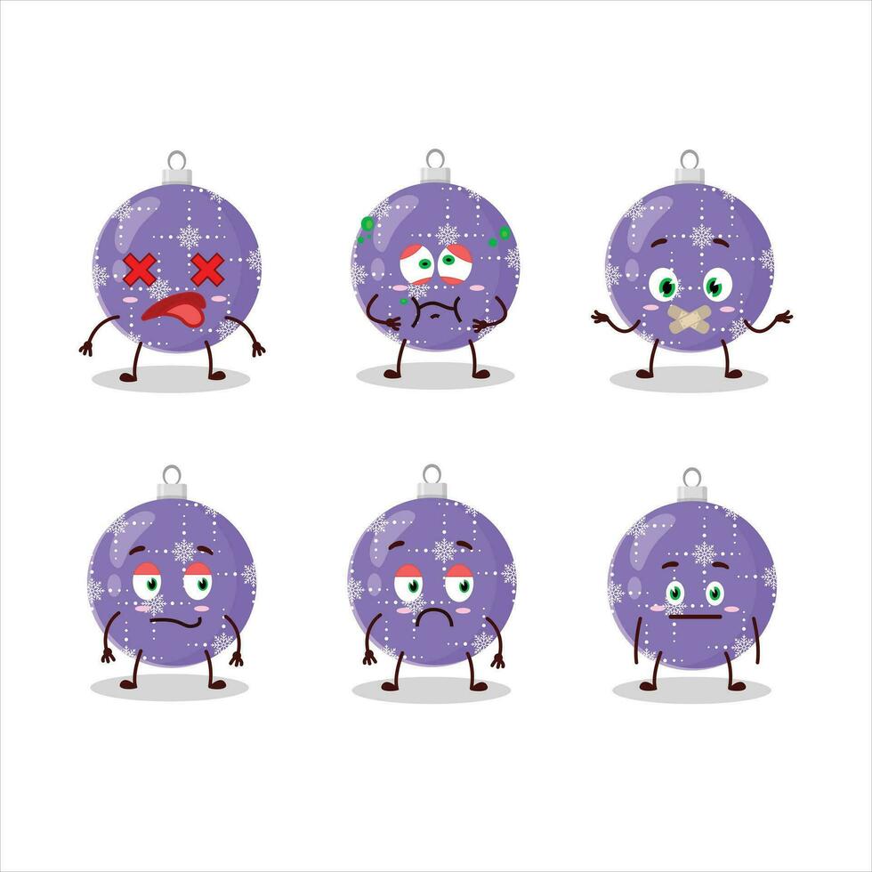 Christmas ball purple cartoon character with nope expression vector