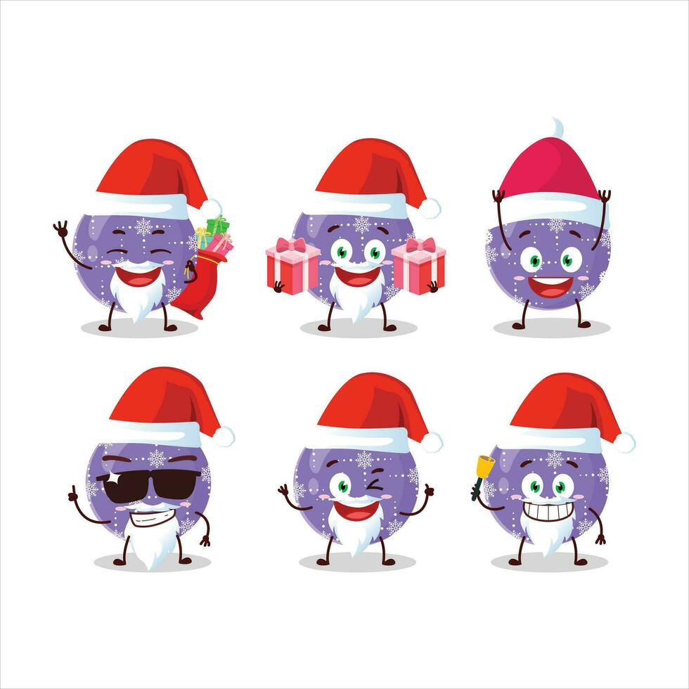 Papa Noel claus emoticones con Navidad pelota púrpura dibujos animados personaje vector