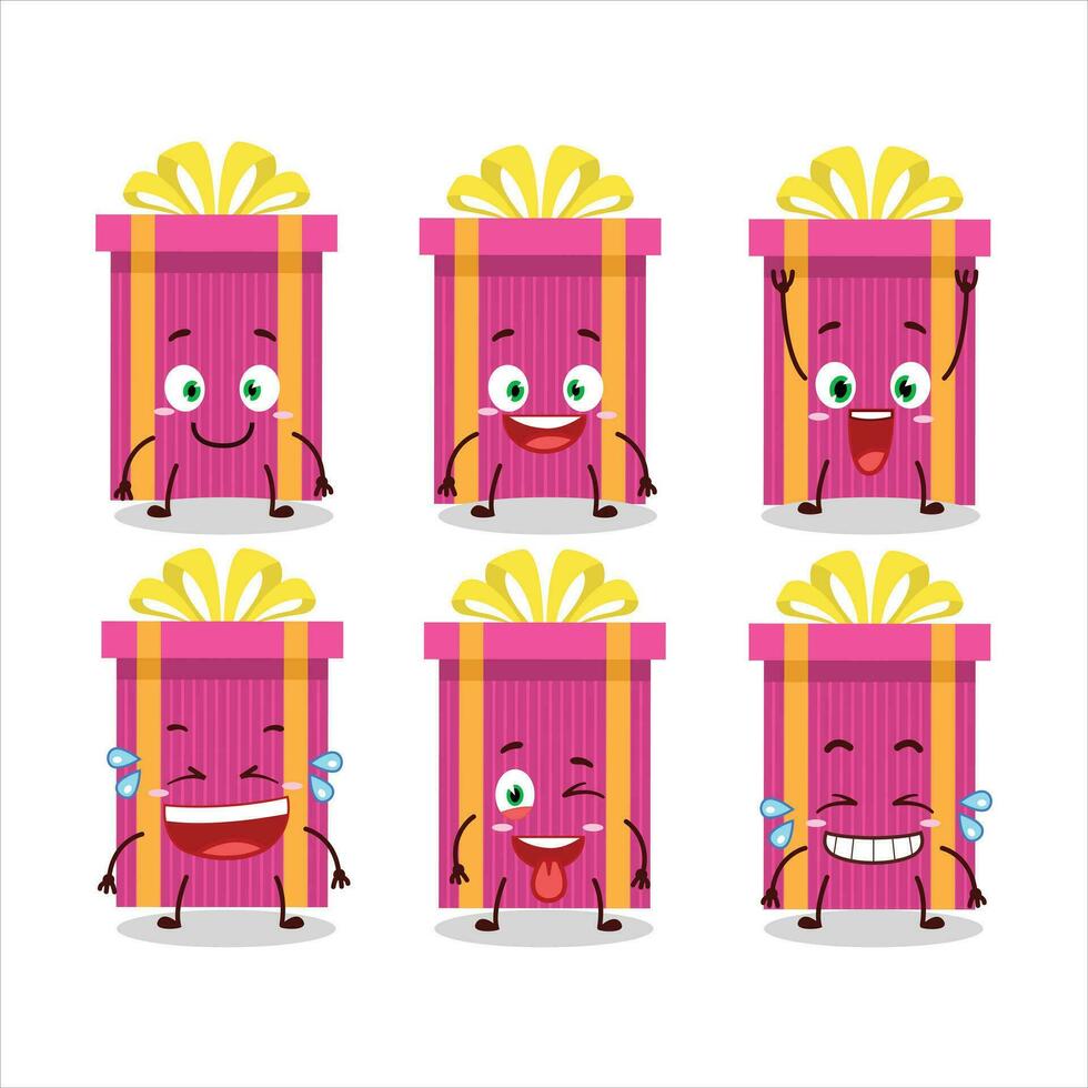dibujos animados personaje de rosado Navidad regalo con sonrisa expresión vector